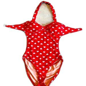 Delia*s red and white heart one-piece swimsuit. Size Medium